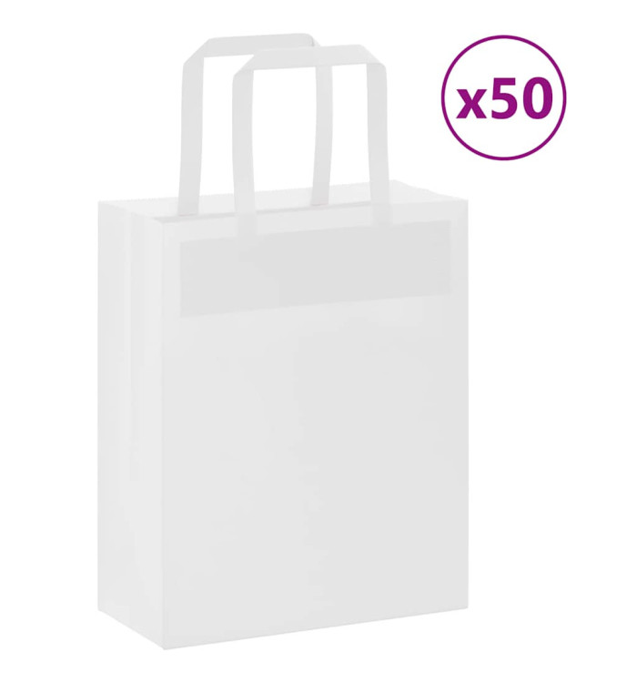 Sacs en papier 50 pcs avec poignées blanc 18x8x22 cm | Mobilier & Déco
