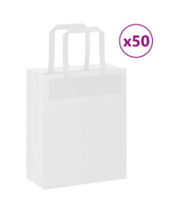 Sacs en papier 50 pcs avec poignées blanc 18x8x22 cm | Mobilier & Déco