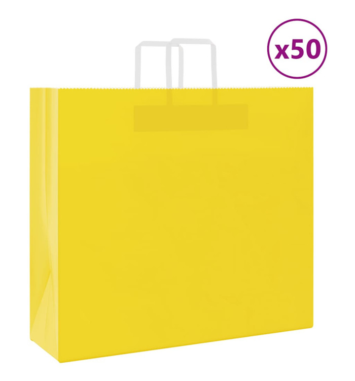 Sacs en papier 50 pcs avec poignées jaune 54x15x49 cm | Mobilier & Déco