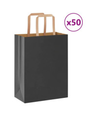 Sacs en papier 50 pcs avec poignées noir 21x11x28 cm | Mobilier & Déco