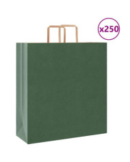 Sacs en papier 250 pcs avec poignées vert 45x17x48 cm | Mobilier & Déco