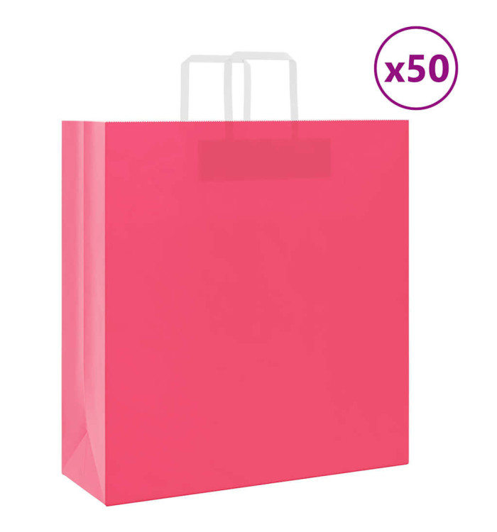 Sacs en papier 50 pcs avec poignées rose 45x17x48 cm | Mobilier & Déco