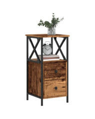 Table de chevet vieux bois 34x35,5x70 cm bois d'ingénierie | Mobilier & Déco