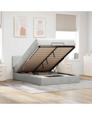 Cadre de lit ottoman avec matelas gris clair 140x200 cm velours | Mobilier & Déco