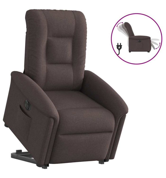 Fauteuil inclinable électrique marron foncé tissu | Mobilier & Déco