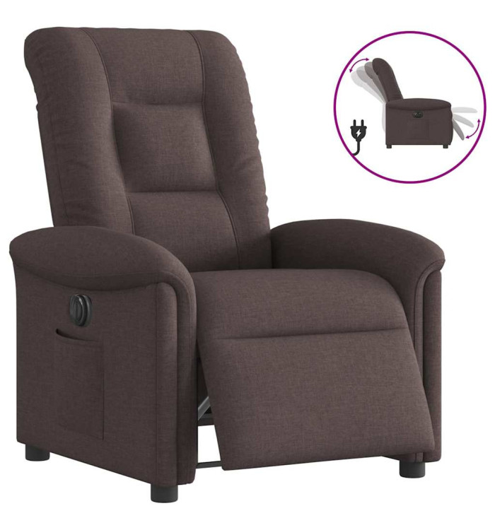 Fauteuil inclinable électrique Marron foncé Tissu | Mobilier & Déco