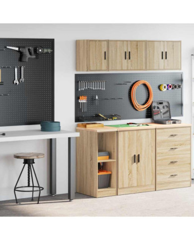 Armoires de garage 2 pcs chêne sonoma bois d'ingénierie | Mobilier & Déco
