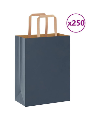 Sacs en papier 250 pcs avec poignées bleu 21x11x28 cm | Mobilier & Déco