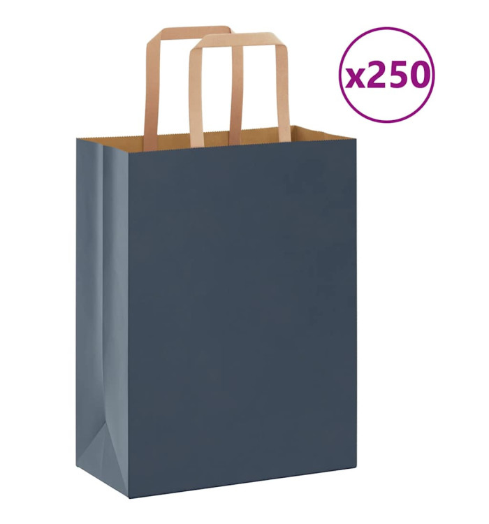 Sacs en papier 250 pcs avec poignées bleu 21x11x28 cm | Mobilier & Déco