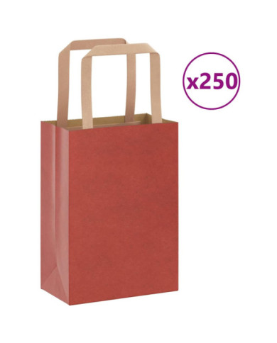 Sacs en papier 250 pcs avec poignées rouge 15x8x21 cm | Mobilier & Déco