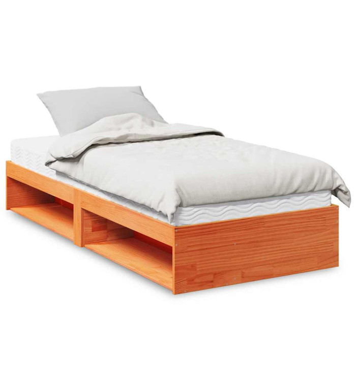 Lit de jour avec matelas cire marron 90x190 cm bois pin massif | Mobilier & Déco