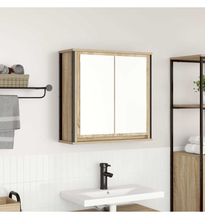 Armoire murale de salle de bain miroir chêne sonoma 60x21x60 cm | Mobilier & Déco