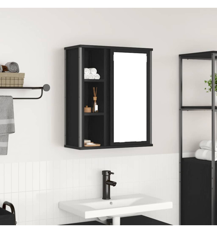 Armoire murale de salle de bain miroir chêne noir 50x21x60 cm | Mobilier & Déco