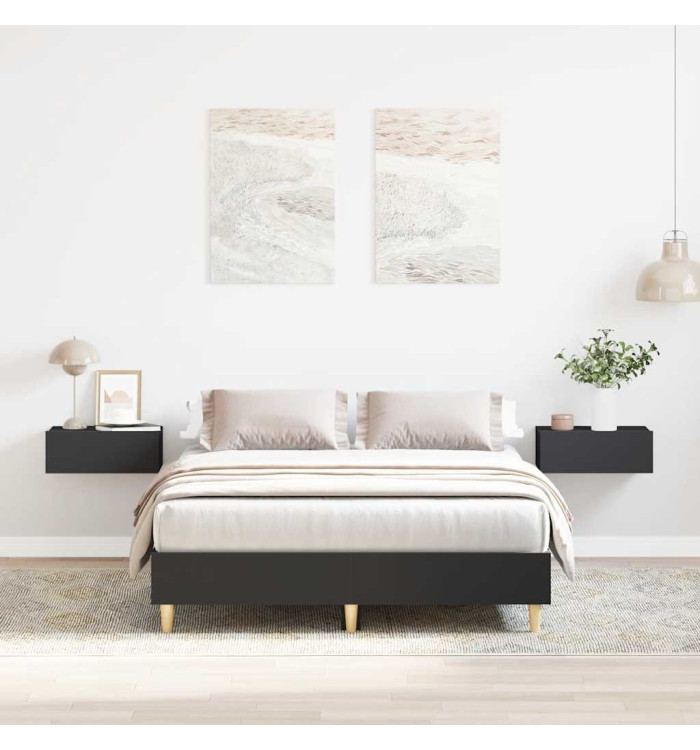 Cadre de lit sans matelas noir 140x190 cm bois d'ingénierie | Mobilier & Déco