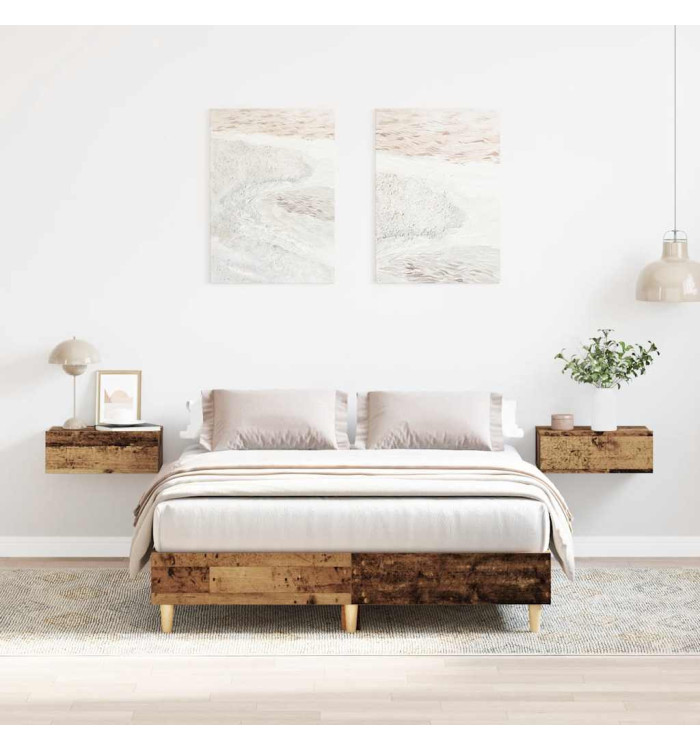 Cadre de lit sans matelas vieux bois 140x190 cm bois ingénierie | Mobilier & Déco