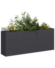 Jardinière noir 200x40x80 cm acier laminé à froid | Mobilier & Déco