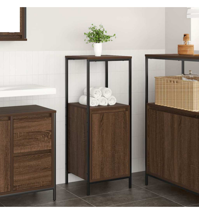 Meuble de salle de bain avec étagères chêne marron 36x35x95 cm | Mobilier & Déco