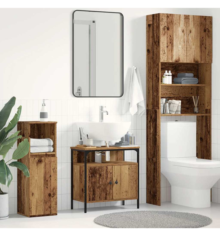 Armoire lavabo de salle de bain vieux bois 60x30x60 cm | Mobilier & Déco