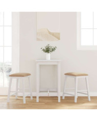 Chaises de bar avec coussins 2 pcs blanc bois massif d'hévéa | Mobilier & Déco