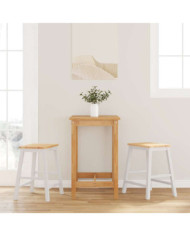  Chaises de bar 2 pcs blanc bois massif d'hévéa | Mobilier & Déco