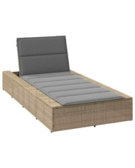 Transat avec coussin flottant beige résine tressée | Mobilier & Déco