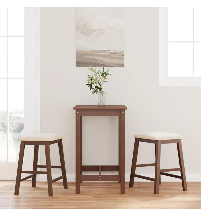 chaises de bar avec coussins 2 pcs marron bois massif d'hévéa | Mobilier & Déco