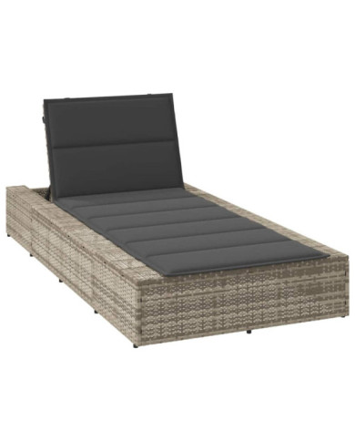 Transat avec coussin flottant gris clair résine tressée | Mobilier & Déco