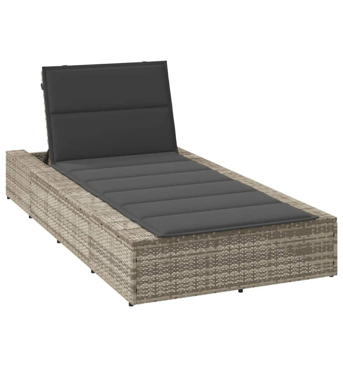 Transat avec coussin flottant gris clair résine tressée | Mobilier & Déco