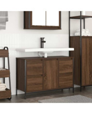 Meuble sous-vasque avec tiroirs chêne marron 90x34,5x60 cm | Mobilier & Déco
