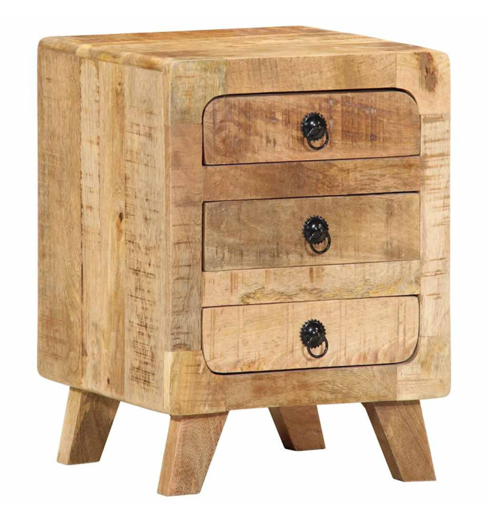 Table de chevet 37x32x50 cm bois de manguier massif brut | Mobilier & Déco