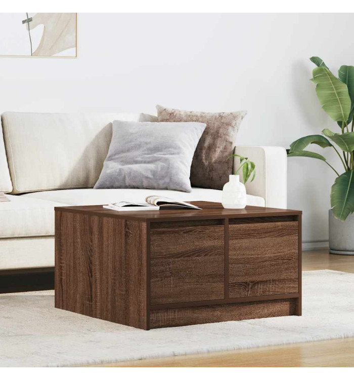 Table basse avec tiroirs chêne marron 70,5x70x40 cm | Mobilier & Déco