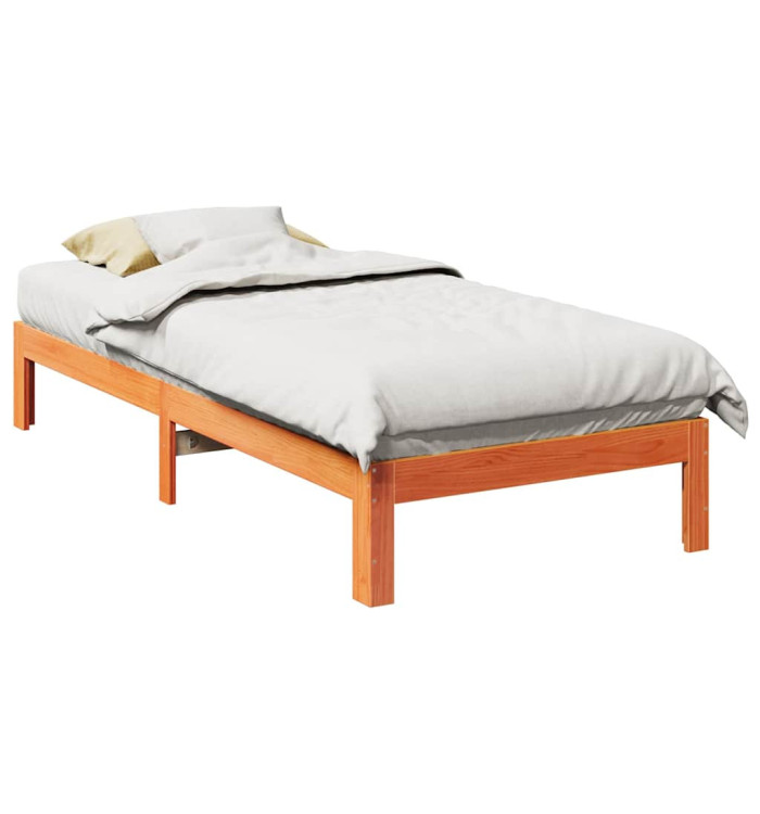 Cadre de lit sans matelas cire marron 90x200 cm bois pin massif | Mobilier & Déco
