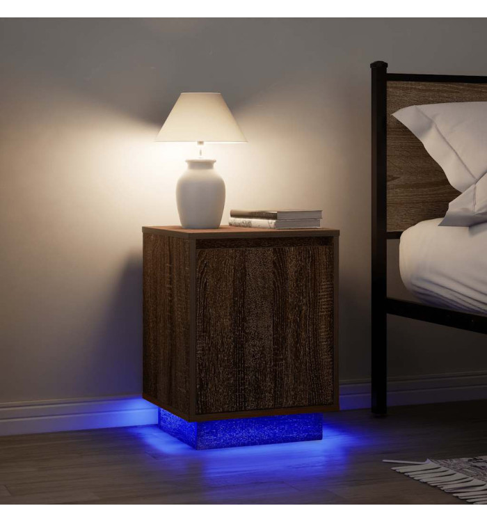  Tables de chevet avec lumières LED 2pcs chêne marron 38x34x50cm | Mobilier & Déco