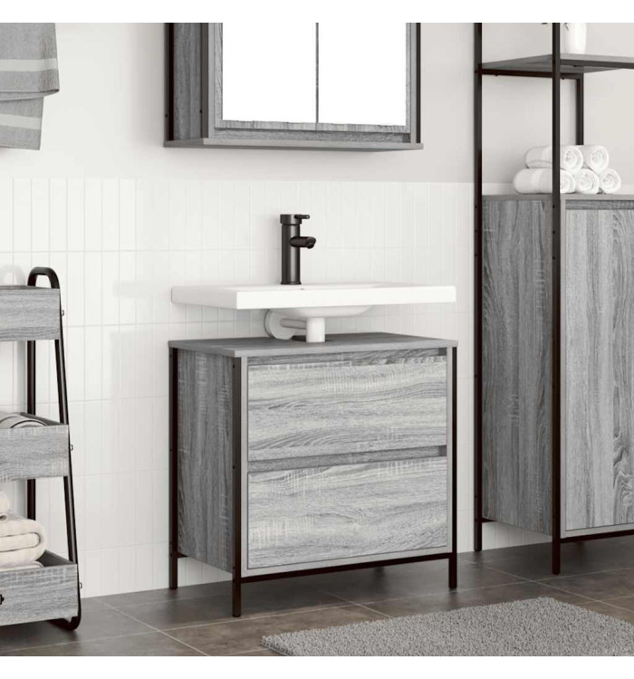 Meuble de salle de bain avec lavabo et tiroirs 60x34,5x60 cm | Mobilier & Déco