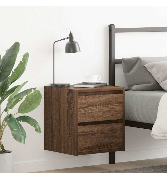 Table de chevet murale chêne marron 38x34x40 cm | Mobilier & Déco