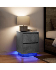 Tables de chevet avec lumières LED 2 pcs gris béton 38x34x50 cm | Mobilier & Déco