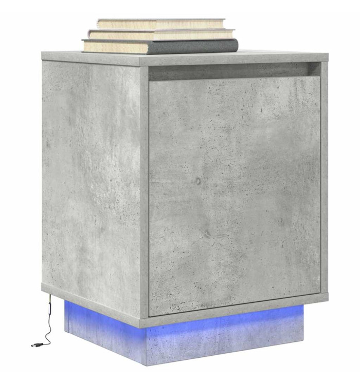 Table de chevet avec lumières LED gris béton 38x34x50 cm | Mobilier & Déco