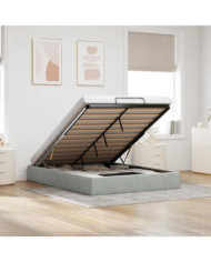 Cadre de lit ottoman sans matelas gris clair 140x190 cm velours | Mobilier & Déco