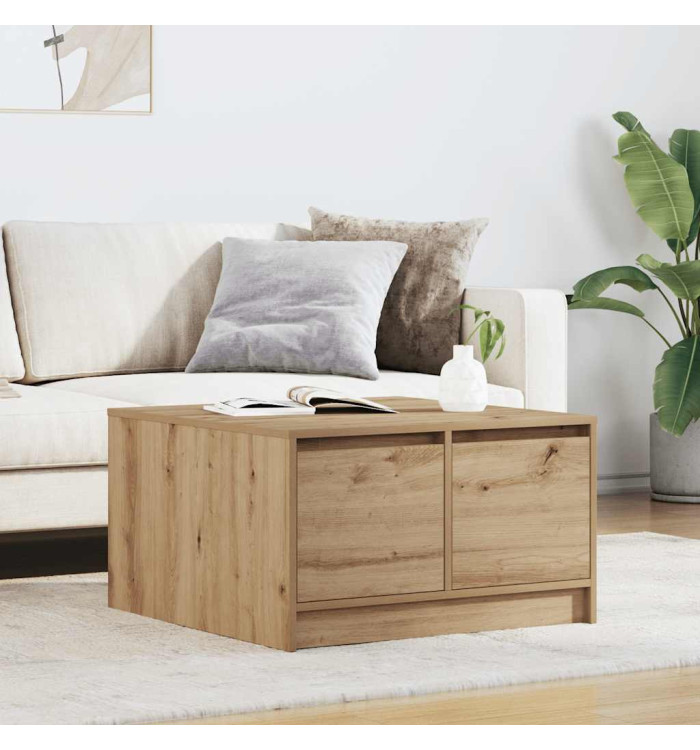 Table basse avec tiroirs chêne artisanal 70,5x70x40 cm | Mobilier & Déco