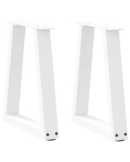 Pieds de table à manger forme de V 2 pcs blanc 38x(42-43,3) cm | Mobilier & Déco