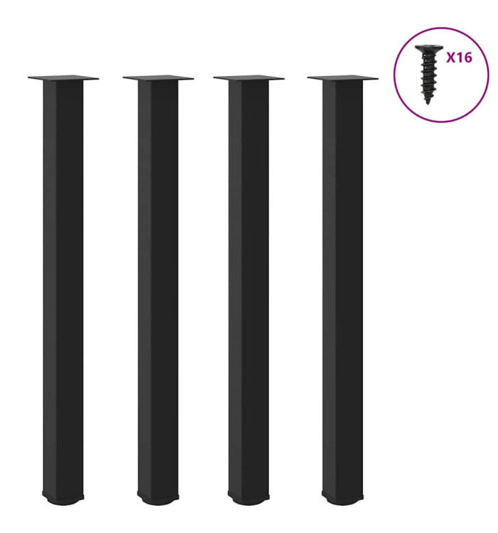 Pieds de table basse noir 4 pcs 110-112 cm acier | Mobilier & Déco