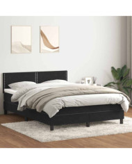 Sommier à lattes de lit avec matelas noir 140x220 cm velours | Mobilier & Déco