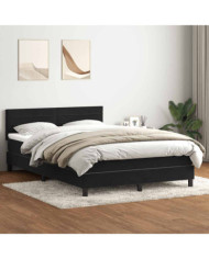 Sommier à lattes de lit avec matelas noir 140x220 cm velours | Mobilier & Déco