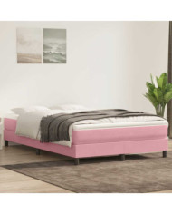 Sommier à lattes de lit sans matelas rose 140x220 cm velours | Mobilier & Déco