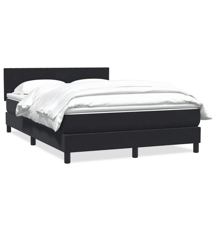 Sommier à lattes de lit avec matelas noir 140x220 cm velours | Mobilier & Déco
