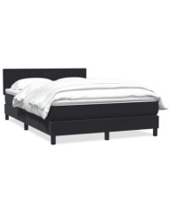 Sommier à lattes de lit avec matelas noir 140x220 cm velours | Mobilier & Déco