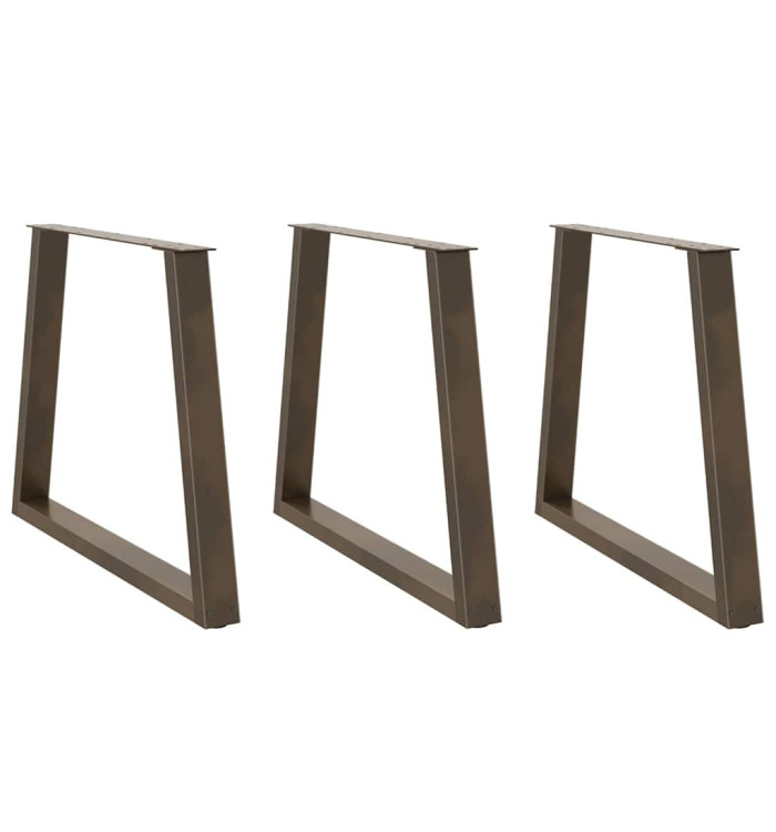 Pieds de table à manger forme V 3 pcs acier naturel acier | Mobilier & Déco