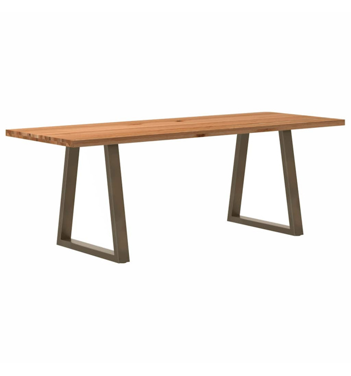 Table à manger marron clair bois de chêne massif rectangulaire | Mobilier & Déco