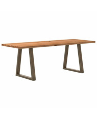 Table à manger marron clair bois de chêne massif rectangulaire | Mobilier & Déco