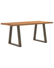 Table à manger marron clair bois de chêne massif rectangulaire | Mobilier & Déco